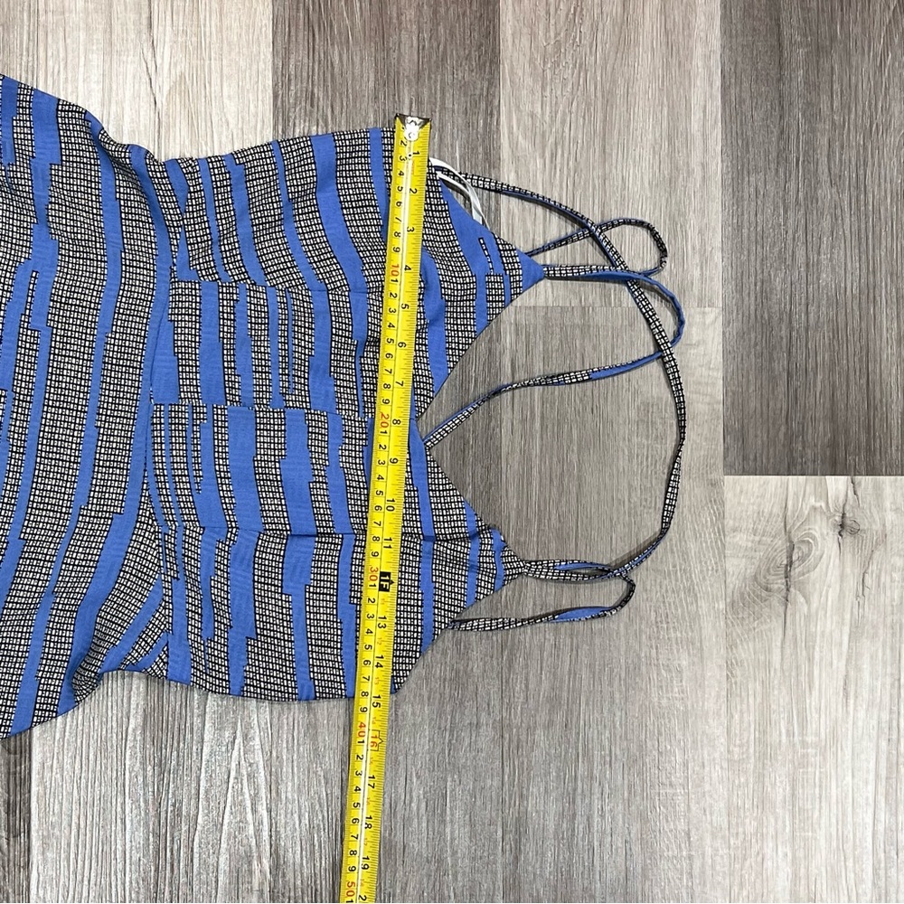 Love riche halter mini dress blue and black retro v-neck racerback - Picture 5 of 8